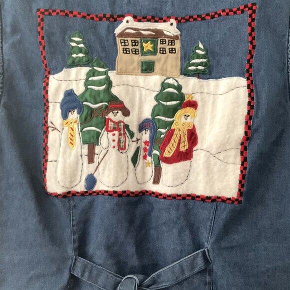 VINTAGE DRESS BARN HOLIDAY SNOWFLAKE DENIM VEST PLUS - Picture 5 of 7